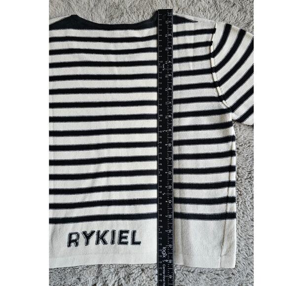 Inscription Sonia Rykiel Knit Top, Graphic Striped Crop Sweater Shirt, Sz S/M - Picture 5 of 6